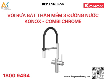 Vòi rửa bát Konox thân mềm 3 đường nước Combi Chrome
